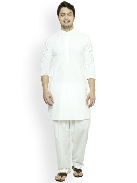 

See Designs Men White Solid Straight Kurta