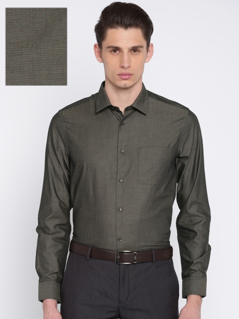 

Blackberrys Men Olive Green Slim Fit Printed Formal Shirt