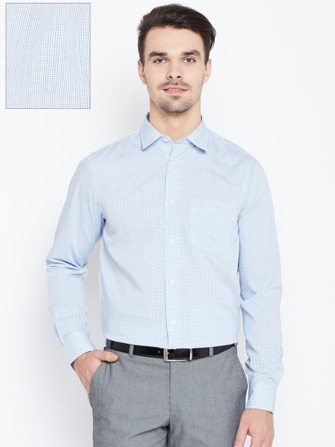 

Blackberrys Men White & Blue Slim Fit Checked Formal Shirt