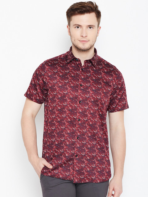 

Blackberrys Men Maroon Slim Fit Printed Casual Shirt