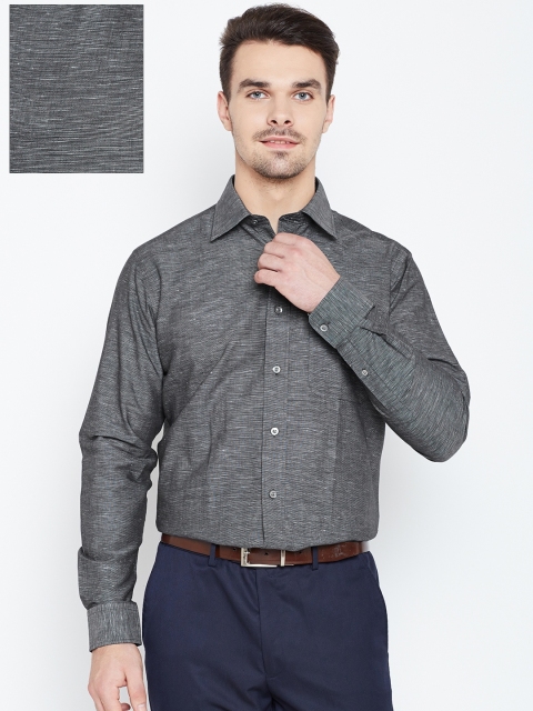 

Blackberrys Men Grey Self-Design Formal Shirt