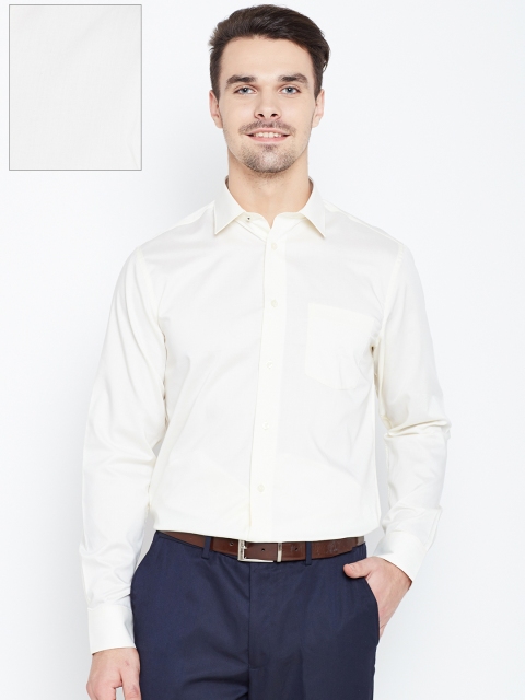 

Blackberrys Men Cream-Coloured Slim Fit Solid Formal Shirt