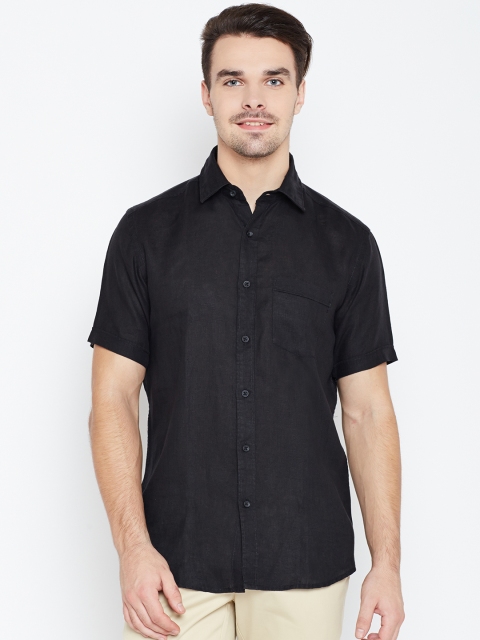 

Blackberrys Men Black Linen Solid Casual Shirt