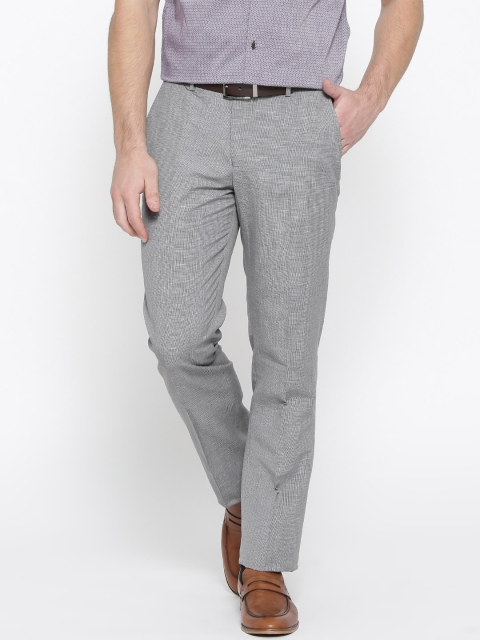 

Blackberrys Men Grey Sharp Regular Fit Solid Formal Trousers