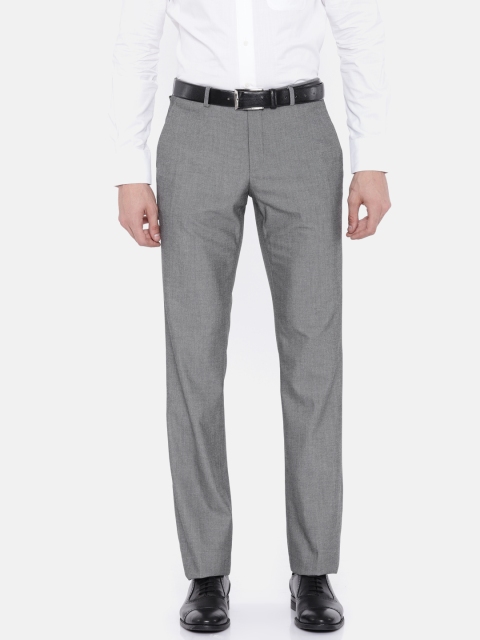 

Blackberrys Men Grey Slim Fit Solid Formal Trousers