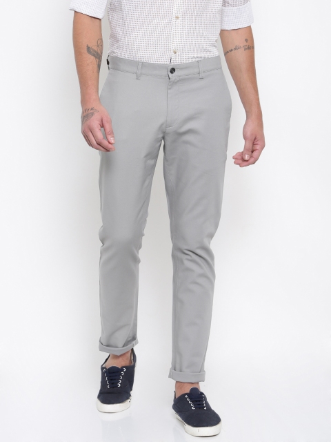 

Blackberrys Men Grey Tapered Fit Solid Regular Trousers