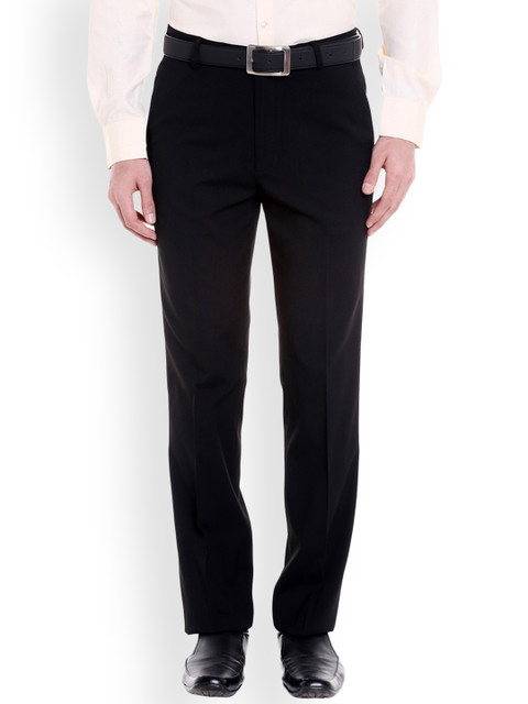 

Solemio Men Black Slim Fit Solid Formal Trousers
