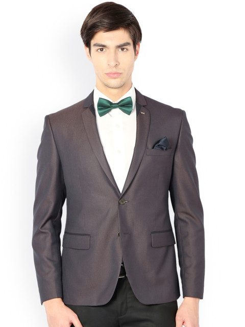 

V Dot Mauve Self-Design Super Slim Fit Single-Breasted Formal Blazer