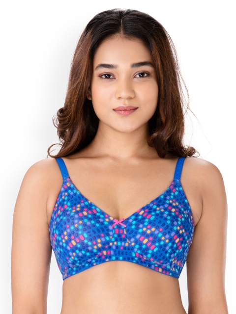 

PrettySecrets Blue Printed Non-Wired Non Padded Everyday Bra