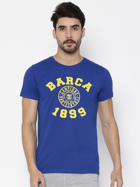 

FC Barcelona Men Blue Printed Round Neck T-shirt