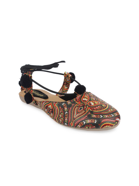 

Shoetopia Women Black Printed Synthetic Sandals