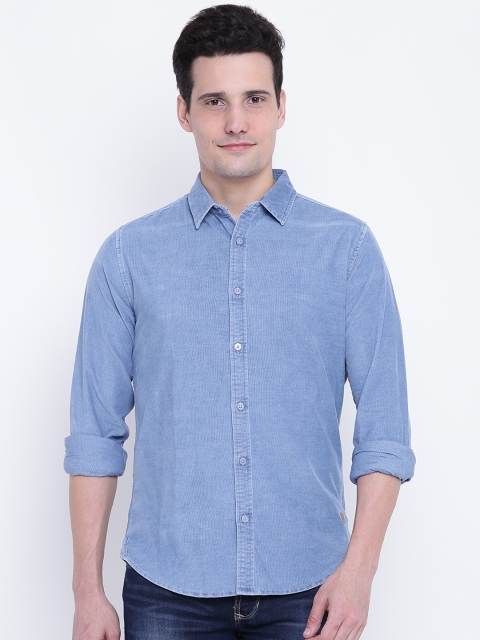 

United Colors of Benetton Men Blue Slim Fit Solid Corduroy Shirt