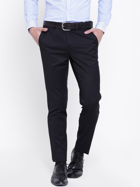 

United Colors of Benetton Men Black Slim Fit Solid Formal Trousers