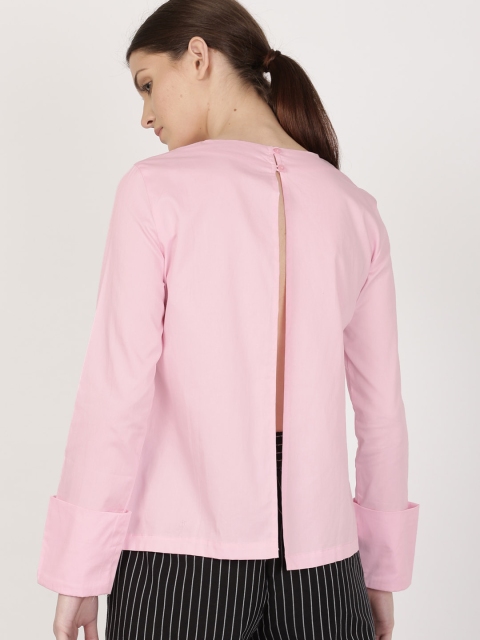 

ether Women Pink Solid Styled Back Top