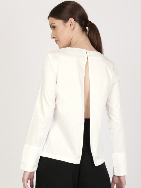 

ether Women White Solid Styled Back Top