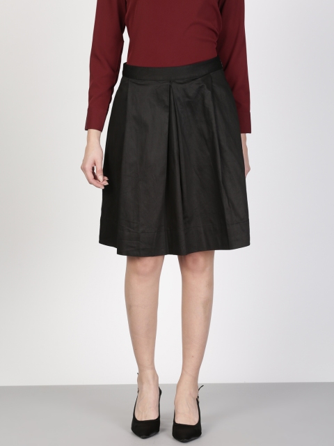 

ether Women Black Pleated A-Line Skirt