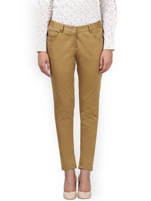 

Park Avenue Women Khaki Tapered Fit Solid Formal Trousers