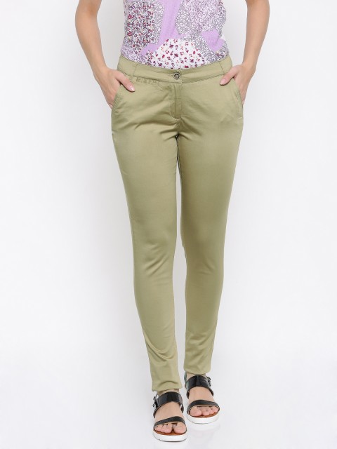 

Park Avenue Woman Women Beige Tapered Fit Solid Regular Trousers, Brown