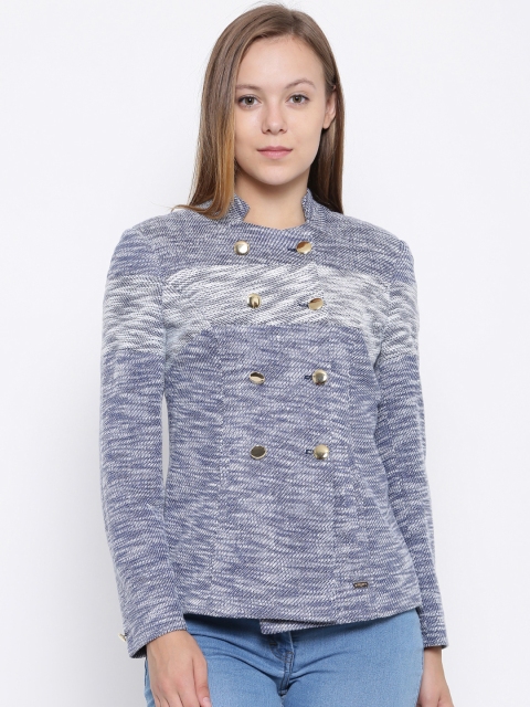 

Park Avenue Woman Blue Self Design Tailored Jacket