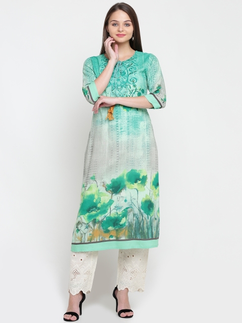 

Shree Women Green Printed Straight Kurta