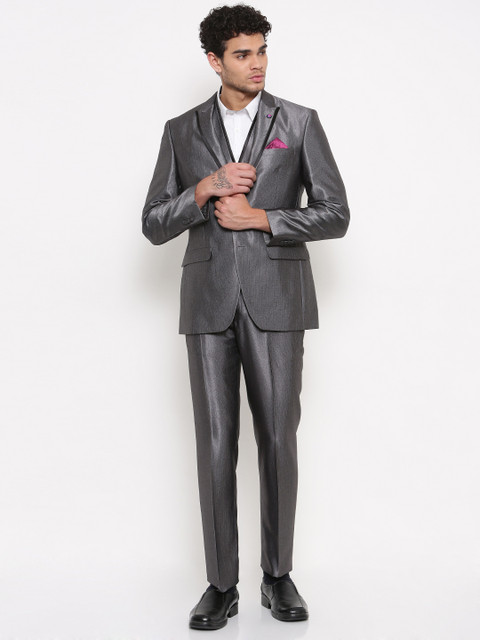 

Parx Grey Slim Fit Single-Breasted Formal Suit
