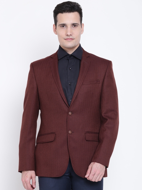 

Park Avenue Brown Slim Fit Solid Single-Breasted Formal Blazer