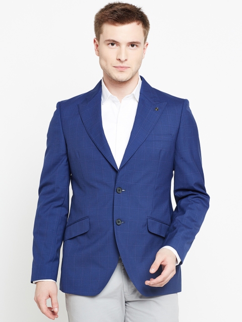 

Raymond Men Blue Checked Single-Breasted Formal Blazer