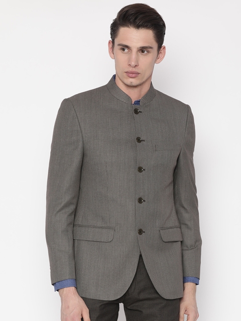

Raymond Men Brown Self-Design Tailored Contemporary Fit Ethnic Bandhgala Blazer