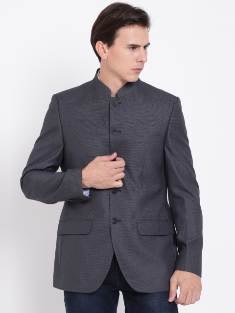 

Raymond Grey Solid Contemporary Fit Single-Breasted Ethnic Bandhgala Blazer