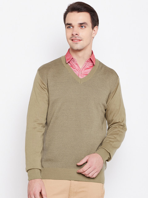 

Park Avenue Men Beige Self-Design Sweater