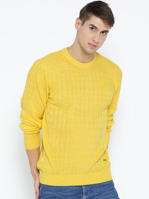 

Park Avenue Men Yellow Self Design Sweater