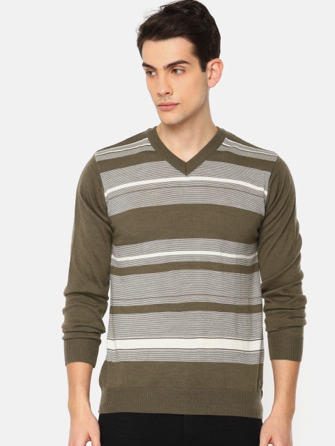 

Raymond Men Brown Striped Pullover