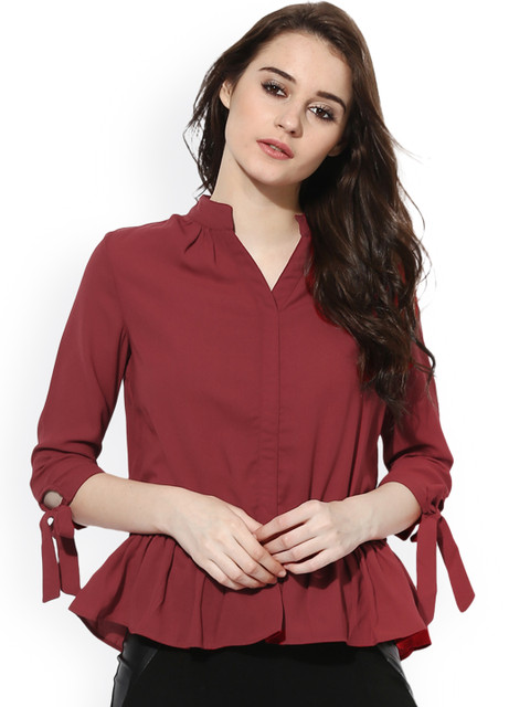 

Kazo Women Maroon Solid Top