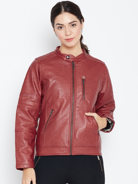 

Duke Women Red Solid Faux Leather Biker Jacket