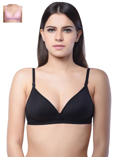 

Lady Lyka Pack of 2 T-shirt Bras BREEZ-BLK-ATTRACTIONS-PNK, Black