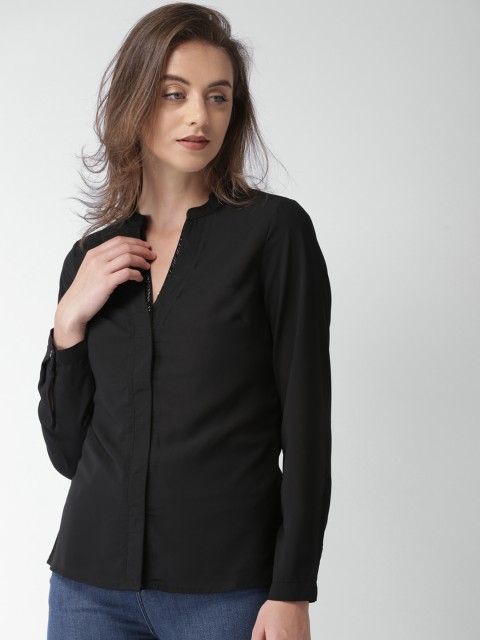 

Mast & Harbour Women Black Regular Fit Solid Casual Shirt