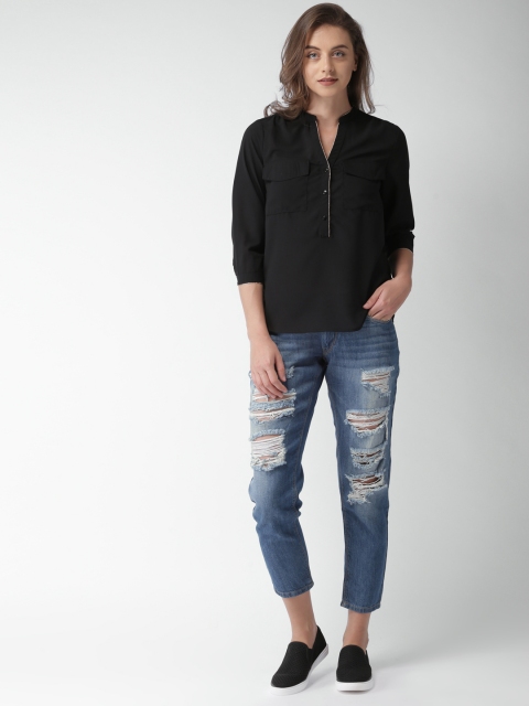 

Mast & Harbour Women Black Solid Shirt Style Top