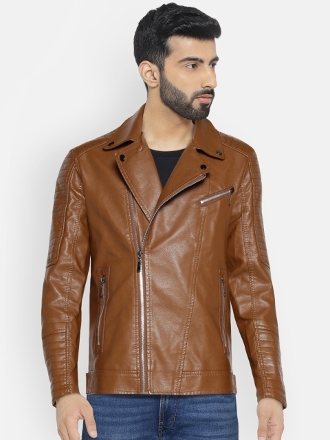 

The Indian Garage Co Men Brown Slim Fit Solid Biker Jacket