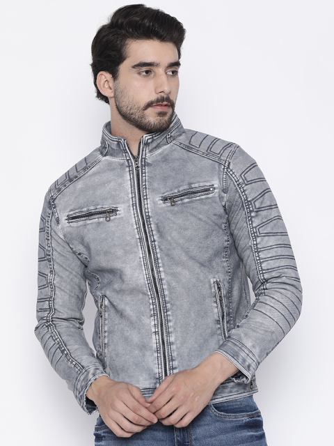 

The Indian Garage Co Men Blue Slim Fit Solid Biker Jacket