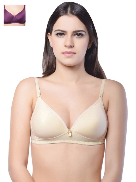 

Lady Lyka Pack of 2 Lightly Padded T-shirt Bras BREEZ-SKN-MISTIQUE-PPL, Beige