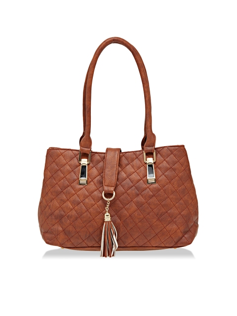 

ESBEDA Tan Brown Checked Shoulder Bag