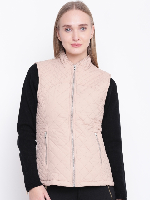 

Fort Collins Women Peach-Coloured Solid Sleeveless Quilted Jacket