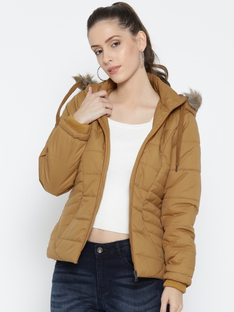 

Fort Collins Women Mustard Brown Solid Parka Jacket