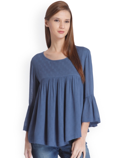 

ONLY Women Teal Blue Self Design Top