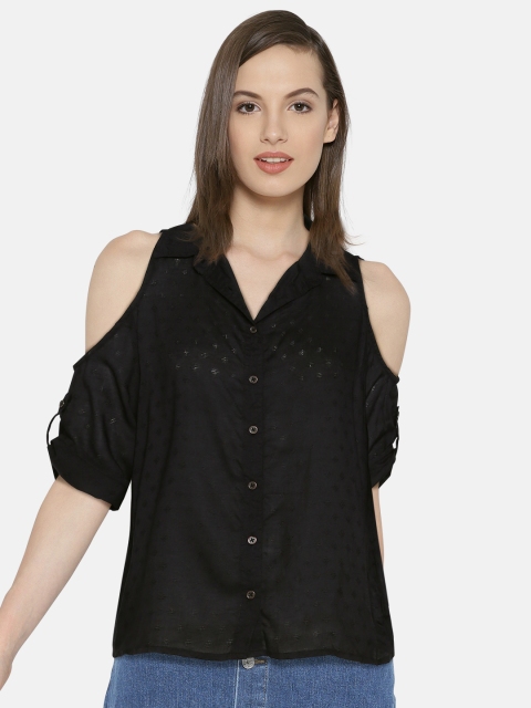 

ONLY Women Black Self-Design Casual Shirt