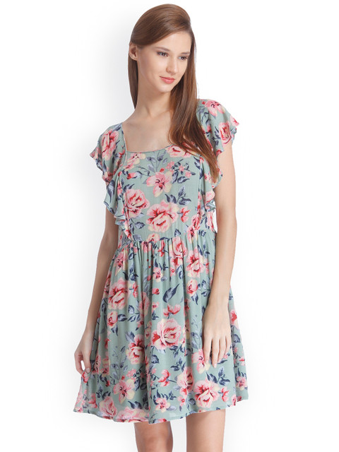 

ONLY Women Green Printed Fit and Flare Dress
