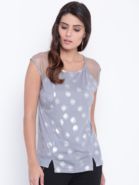 

OPt Women Grey Printed Top