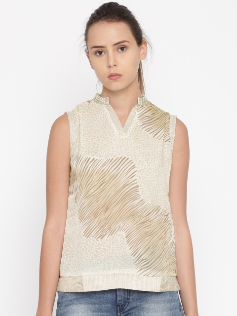 

OPt Women Beige Printed Top