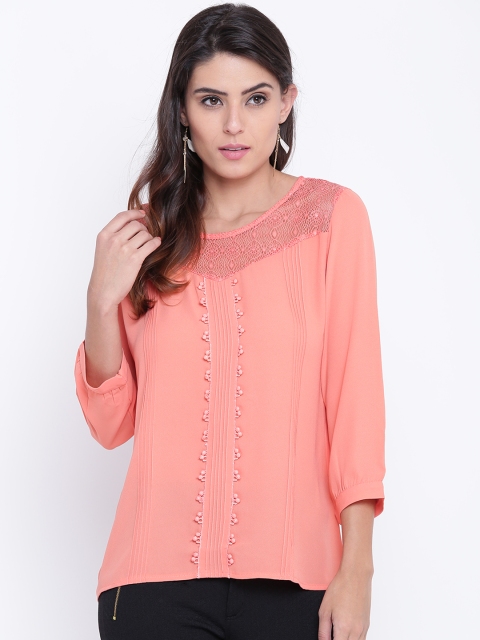 

OPt Women Peach-Coloured Solid Top
