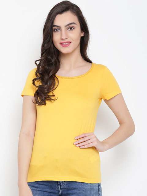 

OPt Women Yellow Solid Top